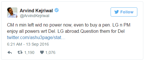Delhi Chief Minister Arvind Kejriwal Tweet