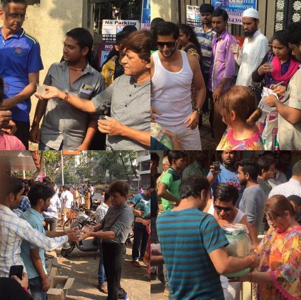 Karanvir, his family and friends were on road distributing nimbu-paani or lemonade. The actor looked dapper with the shades! 